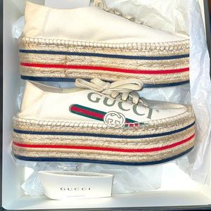 Gucci logo platform espadrille size 37